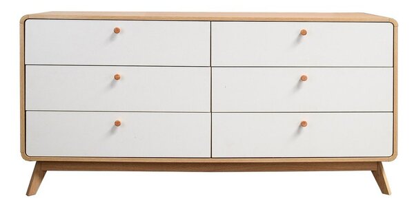 Bela nizka komoda v hrastovem dekorju 150x74 cm Caitlin – Støraa