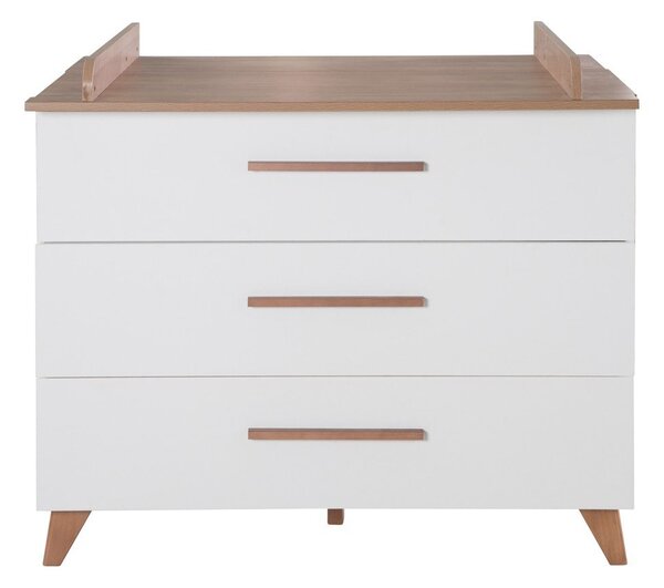 Bela/naravna nizka otroška komoda v hrastovem dekorju s previjalnim pultom 110x98 cm – Roba