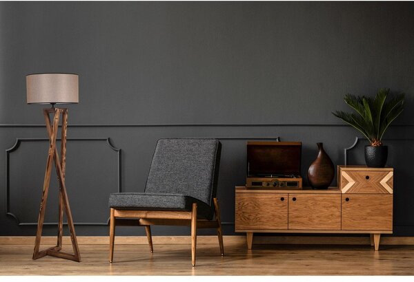 Rjava stoječa svetilka s tekstilnim senčilom (višina 149 cm) Maçka – Opviq lights