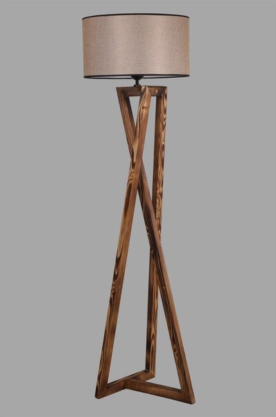 Rjava stoječa svetilka s tekstilnim senčilom (višina 149 cm) Maçka – Opviq lights