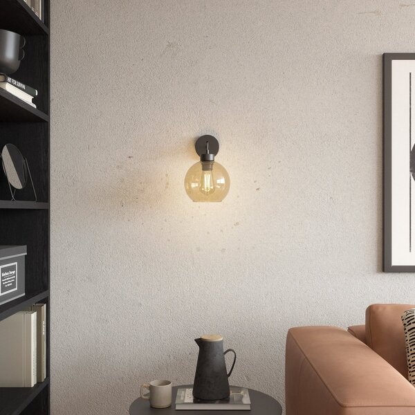 TK Lighting Stenna svetilka Cubus, črna/jantar, steklo, Ø 18 cm, E27, zatemnjen, Rjava / rjasta, Dnevna soba / jedilnica, Steklo, Sodobni, Globus