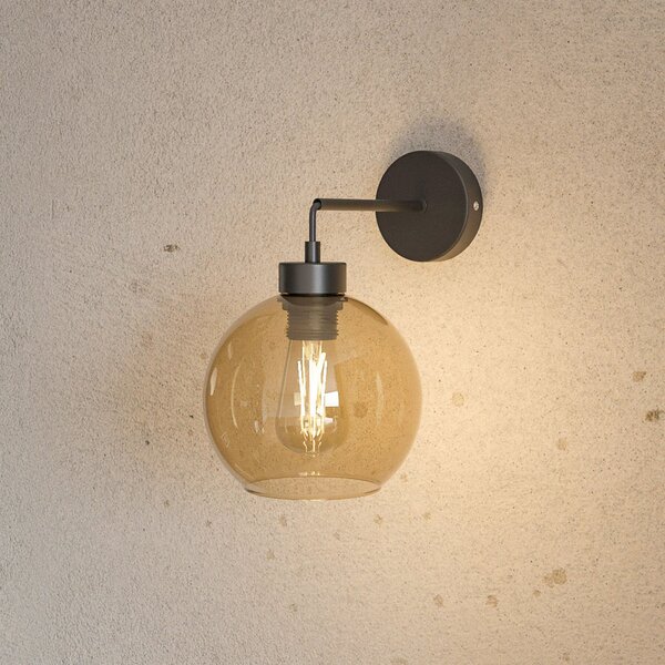 TK Lighting Stenna svetilka Cubus, črna/jantar, steklo, Ø 18 cm, E27, zatemnjen, Rjava / rjasta, Dnevna soba / jedilnica, Steklo, Sodobni, Globus