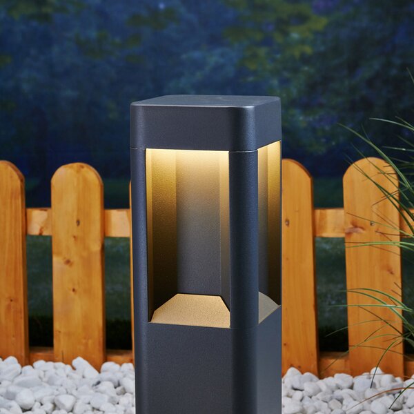 Lucande LED svetilka na podstavku Annika, antracit, kovina, 50 cm, Črna, Kovina, Sodobni