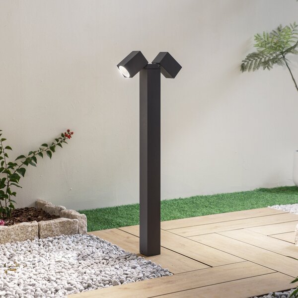 Lindby potna svetilka Othil, 2-svetlobna, 80 cm, antracit, kovina, zatemnjen, Siva, Aluminij, Sodobni