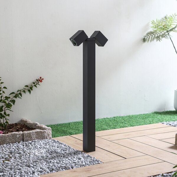 Lindby potna svetilka Othil, 2-svetlobna, 80 cm, antracit, kovina, zatemnjen, Siva, Aluminij, Sodobni