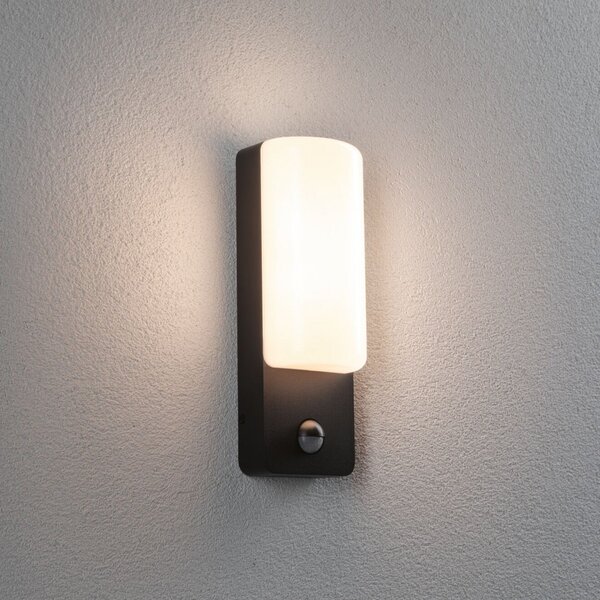 Paulmann LED zunanja stenska svetilka Bonnie, aluminij, antracit, senzor, Črna, Aluminij