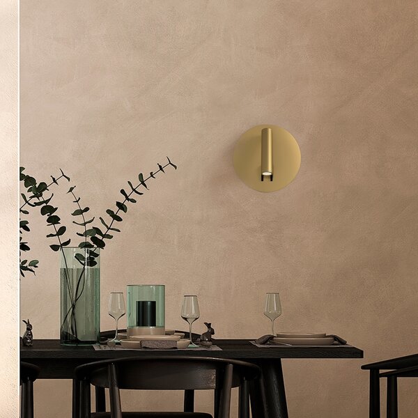 Maytoni LED stenska svetilka Ios 176, zlata barva, okrogla, aluminij, Zlata / medeninasta, spalnica, Aluminij, Sodobni