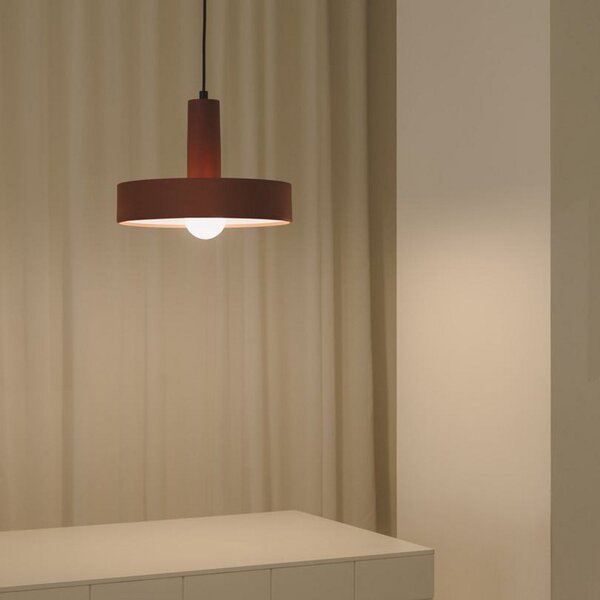 LEDS-C4 Keops 1 viseča svetilka, terakota mat, Ø 28 cm, aluminij, zatemnjen, Rjava / rjasta, Dnevna soba / jedilnica, Aluminij, Sodobni