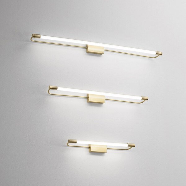 Fabas Luce Rapallo LED stensko svetilo, medenina, IP44, 60 cm, Zlata / medeninasta, Hodnik, Kovina, Sodobni