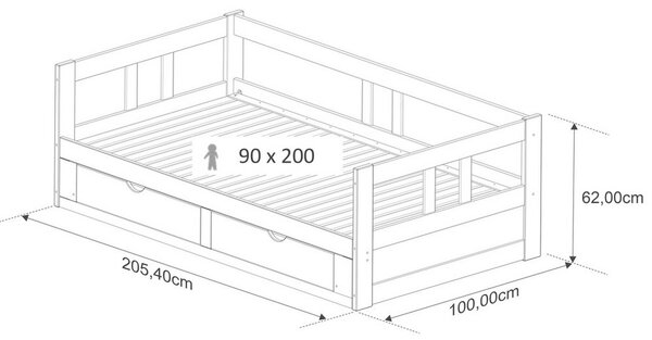 P & B Raztegljiva Postelja Livio, Antracit, 90-180x200cm