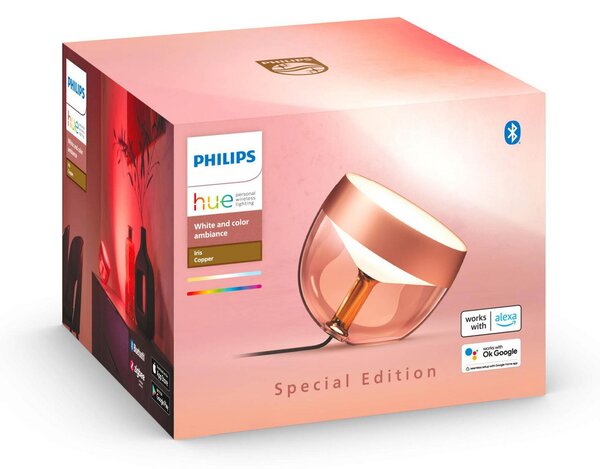 Philips Hue Namizna svetilka Iris WACA LED, bakrena, zatemnjen, Bakrena, Dnevna soba / jedilnica, Plastika, Sodobni