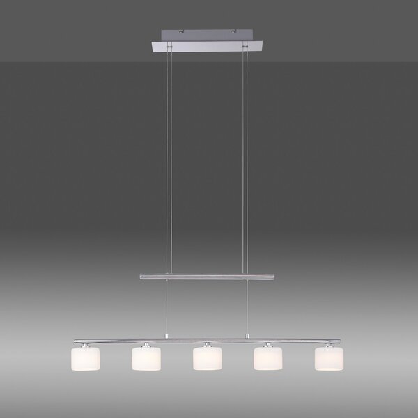 Paul Neuhaus Hydra LED obesek, jeklena barva, steklo, 80 cm, Kovinska, Dnevna soba / jedilnica, Steklo, Sodobni