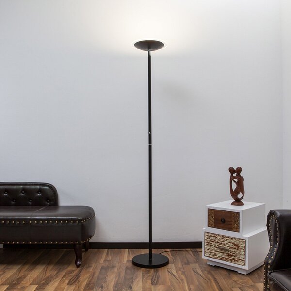 Lindby LED-stoječa svetilka Malea, črna, kovinska, z možnostjo zatemnitve, 180, zatemnjen, Črna, Dnevna soba / jedilnica, Kovina, Sodobni