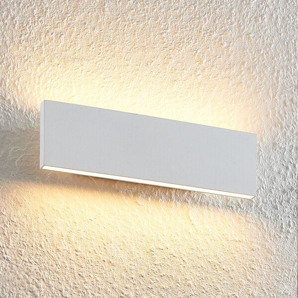 Lindby Ignazia LED stenska svetilka, 28 cm, bela, kovinska, navzgor/navzdol, zatemnjen, Bela, Dnevna soba / jedilnica, Kovina, Sodobni
