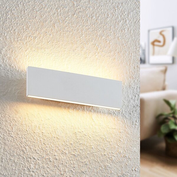 Lindby Ignazia LED stenska svetilka, 28 cm, bela, kovinska, navzgor/navzdol, zatemnjen, Bela, Dnevna soba / jedilnica, Kovina, Sodobni