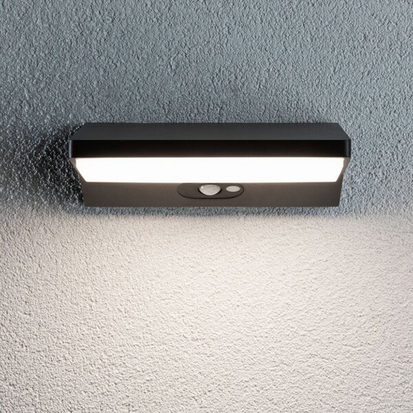 Paulmann House LED stenska svetilka, globina senzorja 15 cm, Črna, Kovina, Sodobni