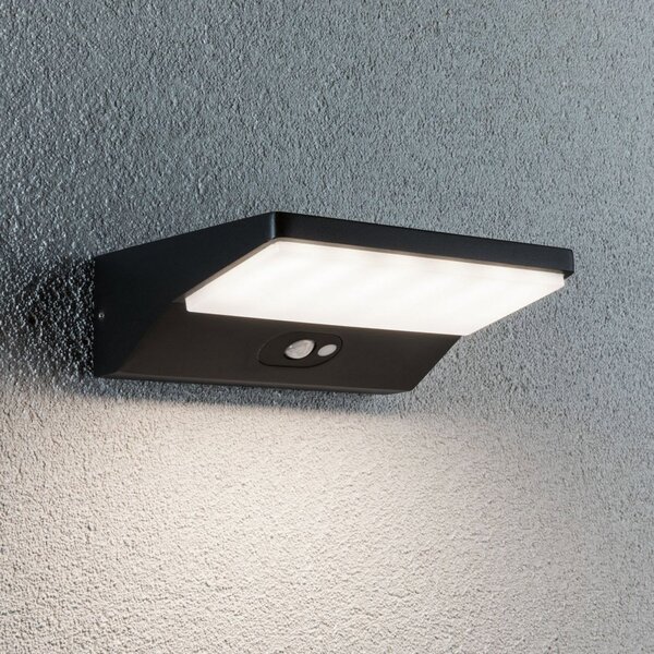 Paulmann House LED stenska svetilka, globina senzorja 15 cm, Črna, Kovina, Sodobni