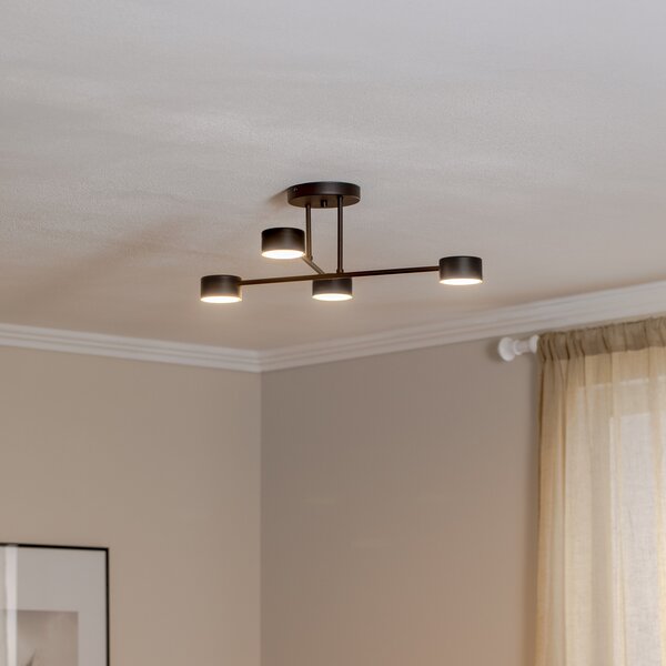 EMIBIG LIGHTING Stropna svetilka Modus 4, jeklo, štiri žarnice, GX53, črna, zatemnjen, Črna, Dnevna soba / jedilnica, Kovina, Sodobni