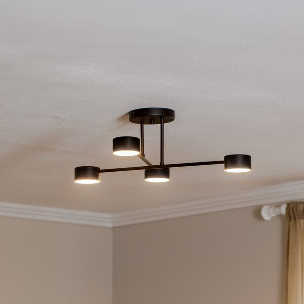 EMIBIG LIGHTING Stropna svetilka Modus 4, jeklo, štiri žarnice, GX53, črna, zatemnjen, Črna, Dnevna soba / jedilnica, Kovina, Sodobni