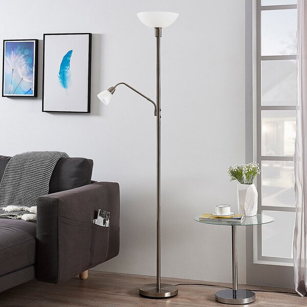 Lindby stropni reflektor Jost, 180 cm, nikljeva barva, bralna luč, Siva, Dnevna soba / jedilnica, Kovina, Sodobni
