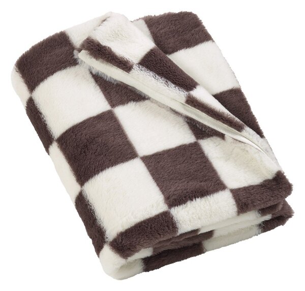 Bela/temno rjava odeja 130x170 cm Cosy Soft Checkerboard – Catherine Lansfield