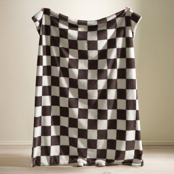 Bela/temno rjava odeja 130x170 cm Cosy Soft Checkerboard – Catherine Lansfield