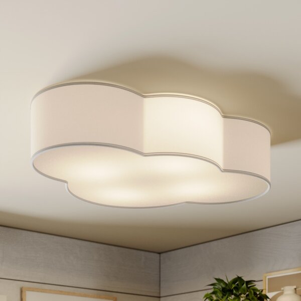TK Lighting Stropna svetilka Cloud, bela, tekstil, dolžina 62 cm, E27, 4-svetlobna., zatemnjen, Bela, Dnevna soba / jedilnica, Tkanine / tekstil, Mladostno bivanje