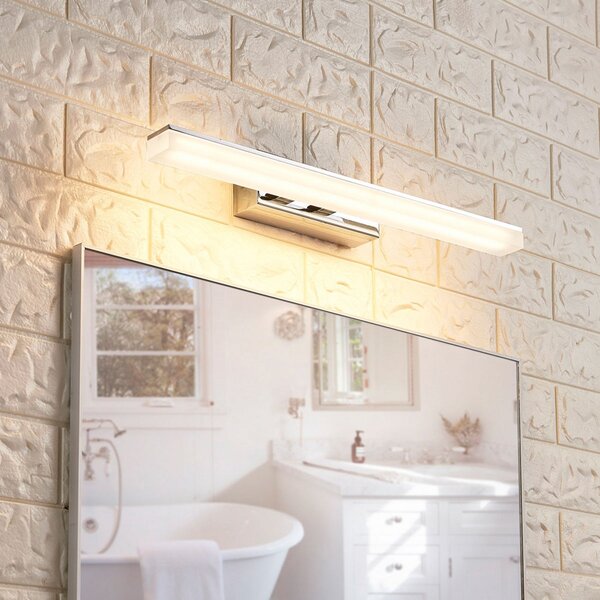 Lucande LED stenska kopalniška svetilka Julie, 46 cm, krom, kovina, IP44, Kovinska, Kopalnica, Kovina, Sodobni