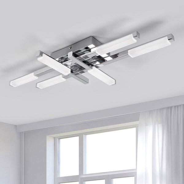 Lindby LED stropna svetilka Patrik, 62 cm, 6-svetlobna, krom, IP44, Kovinska, Kopalnica, Kovina, Sodobni