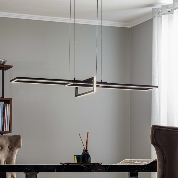 Trio Lighting Salinas LED viseče svetilo, 3.000 K, mat črna, zatemnjen, Črna, Dnevna soba / jedilnica, Kovina, Sodobni