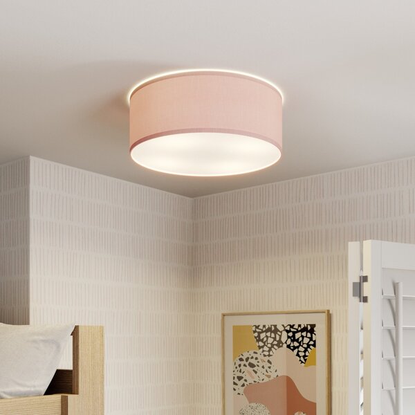 TK Lighting Stropna svetilka Rondo Kids, Ø 38 cm, roza, zatemnjen, Roza / rosé, Otroška soba, Tkanine / tekstil, Sodobni