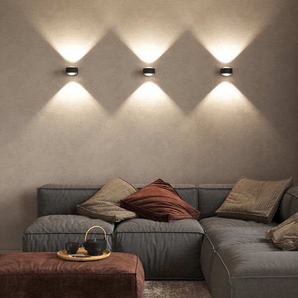 Top Light Puk Maxx Wall, LED, prozorne leče, mat črna, zatemnjen, Črna, Dnevna soba / jedilnica, Kovina, Dizajn