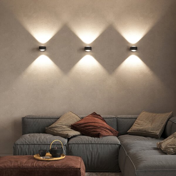 Top Light Puk Maxx Wall, LED, prozorne leče, mat črna, zatemnjen, Črna, Dnevna soba / jedilnica, Kovina, Dizajn