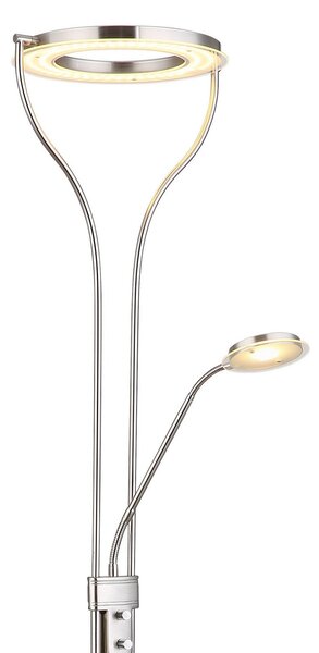 Globo Talna svetilka LED Ebro, višina 194 cm, nikljeva barva, 2 luči., zatemnjen, Kovinska, Dnevna soba / jedilnica, Kovina, Sodobni, Svetilka za branje