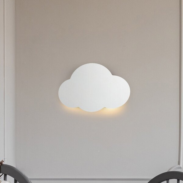 TK Lighting Stenska svetilka Cloud, bela, jeklo, posredna svetloba, 38 x 27 cm, zatemnjen, Bela, Dnevna soba / jedilnica, Kovina, Mladostno bivanje