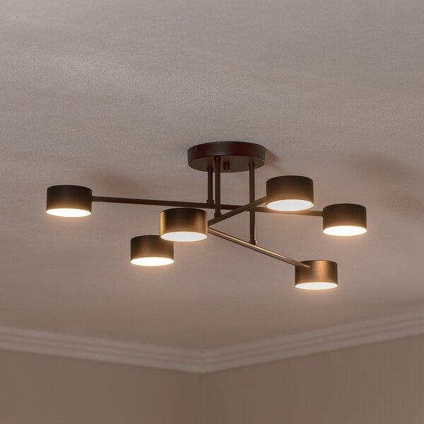 EMIBIG LIGHTING Stropna svetilka Modus 6, jeklo, šestžarni, GX53, črna, zatemnjen, Črna, Dnevna soba / jedilnica, Kovina, Sodobni