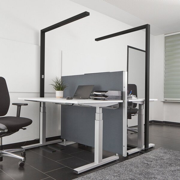 Arcchio LED pisarniška talna svetilka Jolinda, komplet 2, črna, 4.000K, zatemnjen, Črna, Študija / pisarna, Aluminij, Sodobni, Prostostoječa stropna svetilka