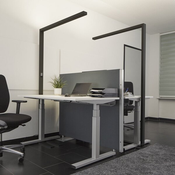 Arcchio LED pisarniška talna svetilka Jolinda, komplet 2, črna, 4.000K, zatemnjen, Črna, Študija / pisarna, Aluminij, Sodobni, Prostostoječa stropna svetilka