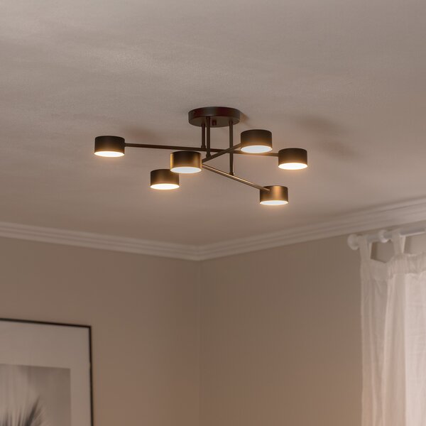 EMIBIG LIGHTING Stropna svetilka Modus 6, jeklo, šestžarni, GX53, črna, zatemnjen, Črna, Dnevna soba / jedilnica, Kovina, Sodobni