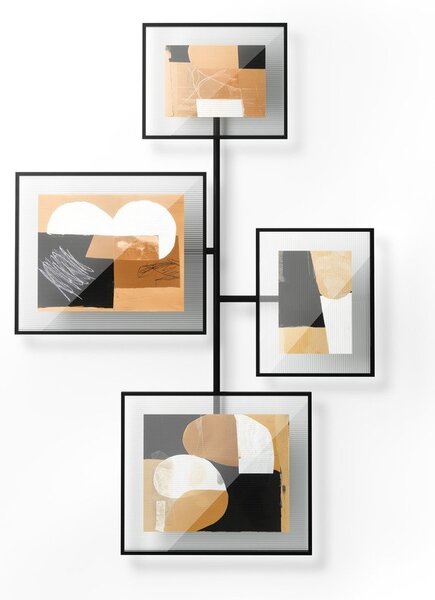 Sijajno črn kovinski/steklen stenski okvir 57x99 cm Flute – Umbra
