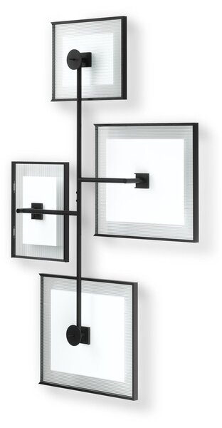 Sijajno črn kovinski/steklen stenski okvir 57x99 cm Flute – Umbra
