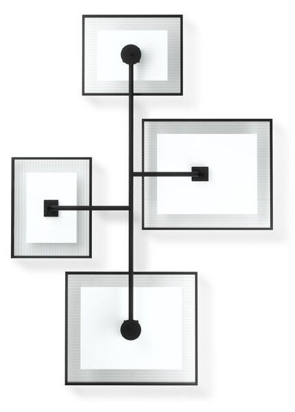 Sijajno črn kovinski/steklen stenski okvir 57x99 cm Flute – Umbra
