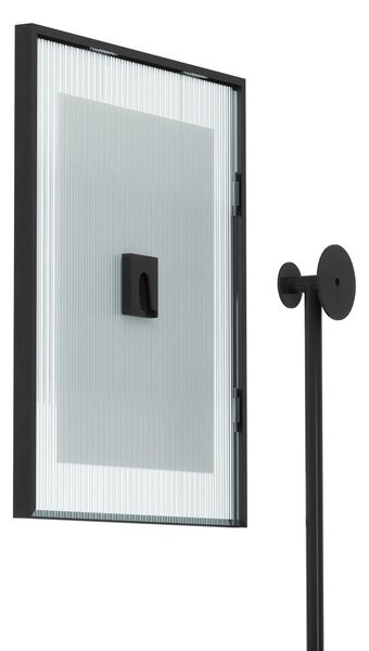 Sijajno črn kovinski/steklen stenski okvir 57x99 cm Flute – Umbra