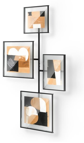Sijajno črn kovinski/steklen stenski okvir 57x99 cm Flute – Umbra