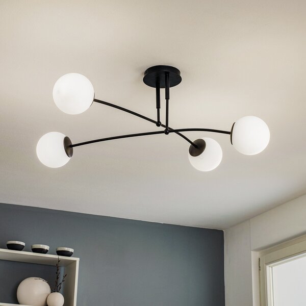 EMIBIG LIGHTING Stropna svetilka Pregos 4 v črni barvi, štirižarna, zatemnjen, Črna, Hodnik, Kovina, Sodobni