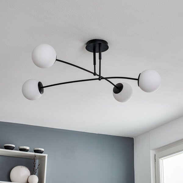 EMIBIG LIGHTING Stropna svetilka Pregos 4 v črni barvi, štirižarna, zatemnjen, Črna, Hodnik, Kovina, Sodobni
