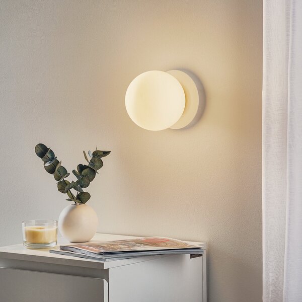 EMIBIG LIGHTING Stenna svetilka Minerva K1, bela, Ø 15 cm, steklo/kovina, zatemnjen, Bela, Hodnik, Kovina