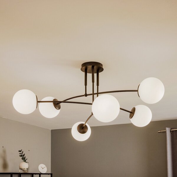 EMIBIG LIGHTING Stropna svetilka Pregos 6 v črni barvi, šestžarni, zatemnjen, Črna, Hodnik, Kovina, Sodobni