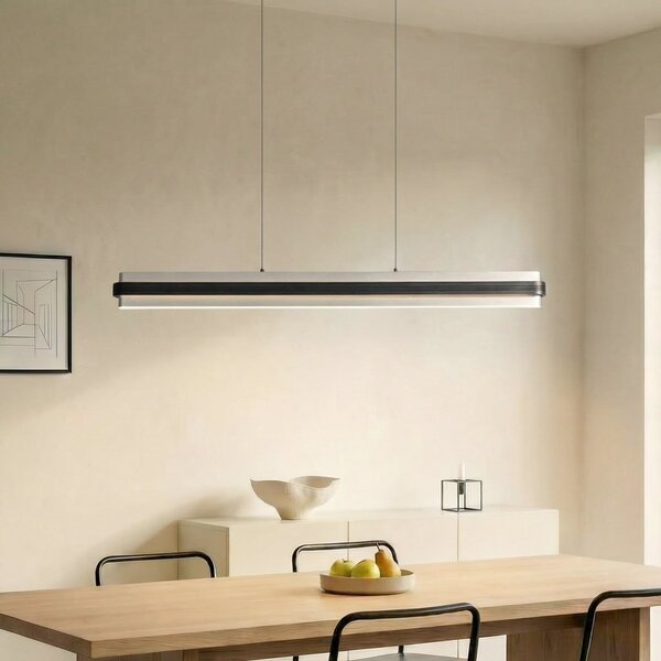 Lucande LED viseča svetilka Tarnin, črna/nikelj, 98 cm, zatemnjen, Črna, Dnevna soba / jedilnica, Kovina, Sodobni