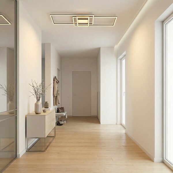 Lindby LED stropna svetilka Mairin, CCT, daljinski upravljalnik, zatemnilna, zatemnjen, Siva, Dnevna soba / jedilnica, Aluminij, Sodobni